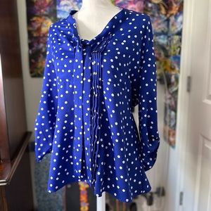 Blue and white polka dot blouse from New York & Company